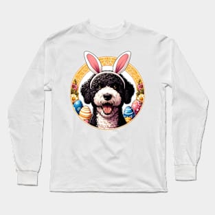 Spanish Water Dog Enjoys Easter with Bunny Ears Long Sleeve T-Shirt